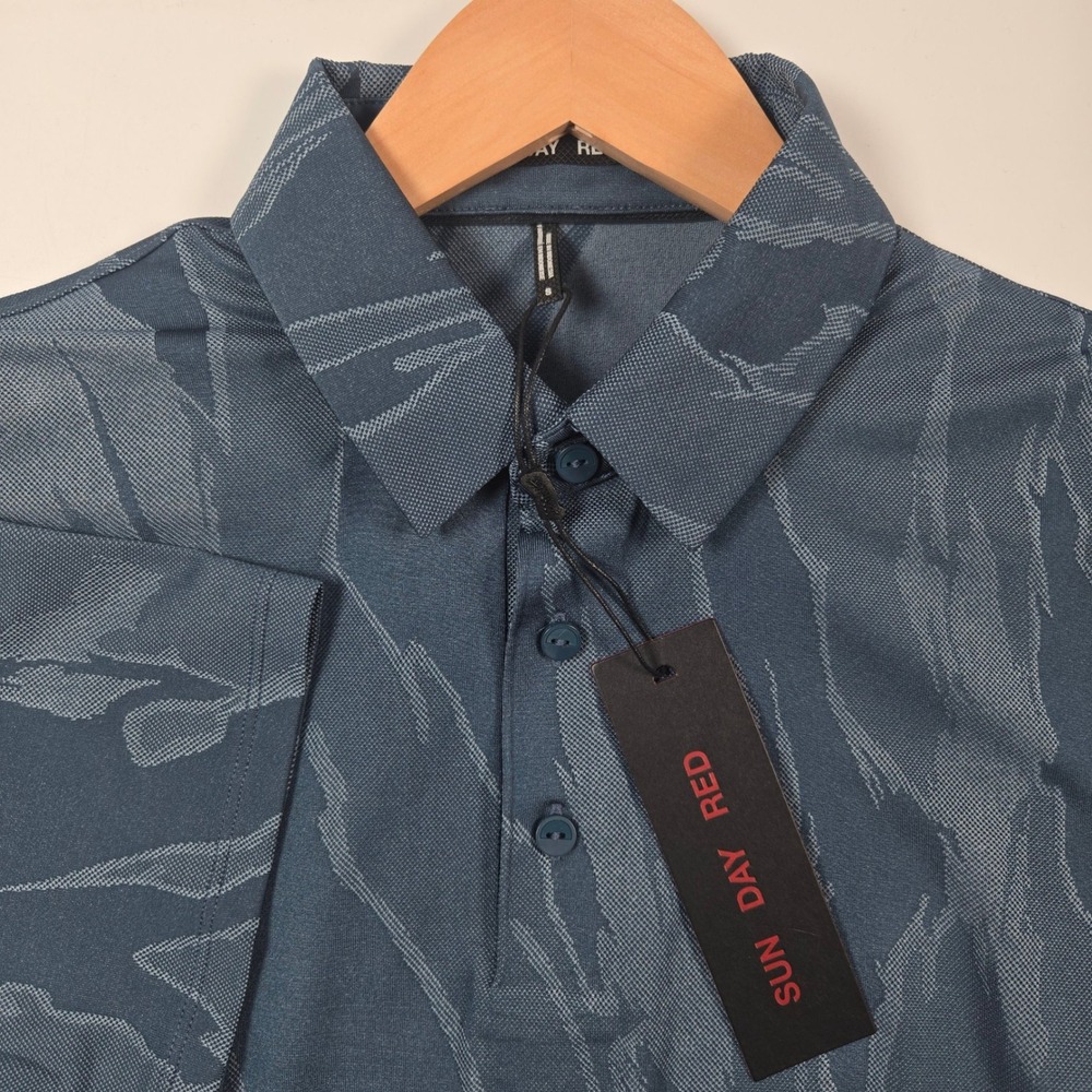 Sun Day Red Polo Shirt Mens S Blue Cypress Tonal Camo Tiger Woods Golf New NWT